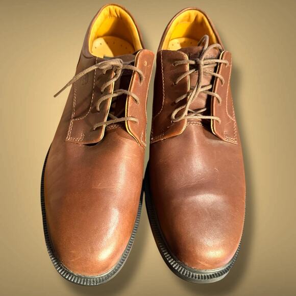 Men\'s 10.5 Wide TIMBERLAND Brown Leather Lace Up Casual Shoes Waterproof EUC main image 7
